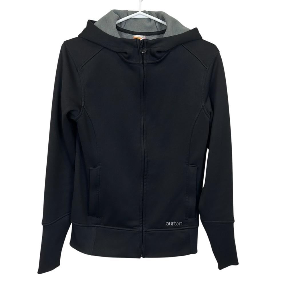 Burton Fleece‎ Jacket Womens Small Black Dryride Full Zip Hooded Snowboard Ski
